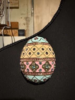 Heidi Daus Embellished Pastel Egg Brooch with Rhinestones